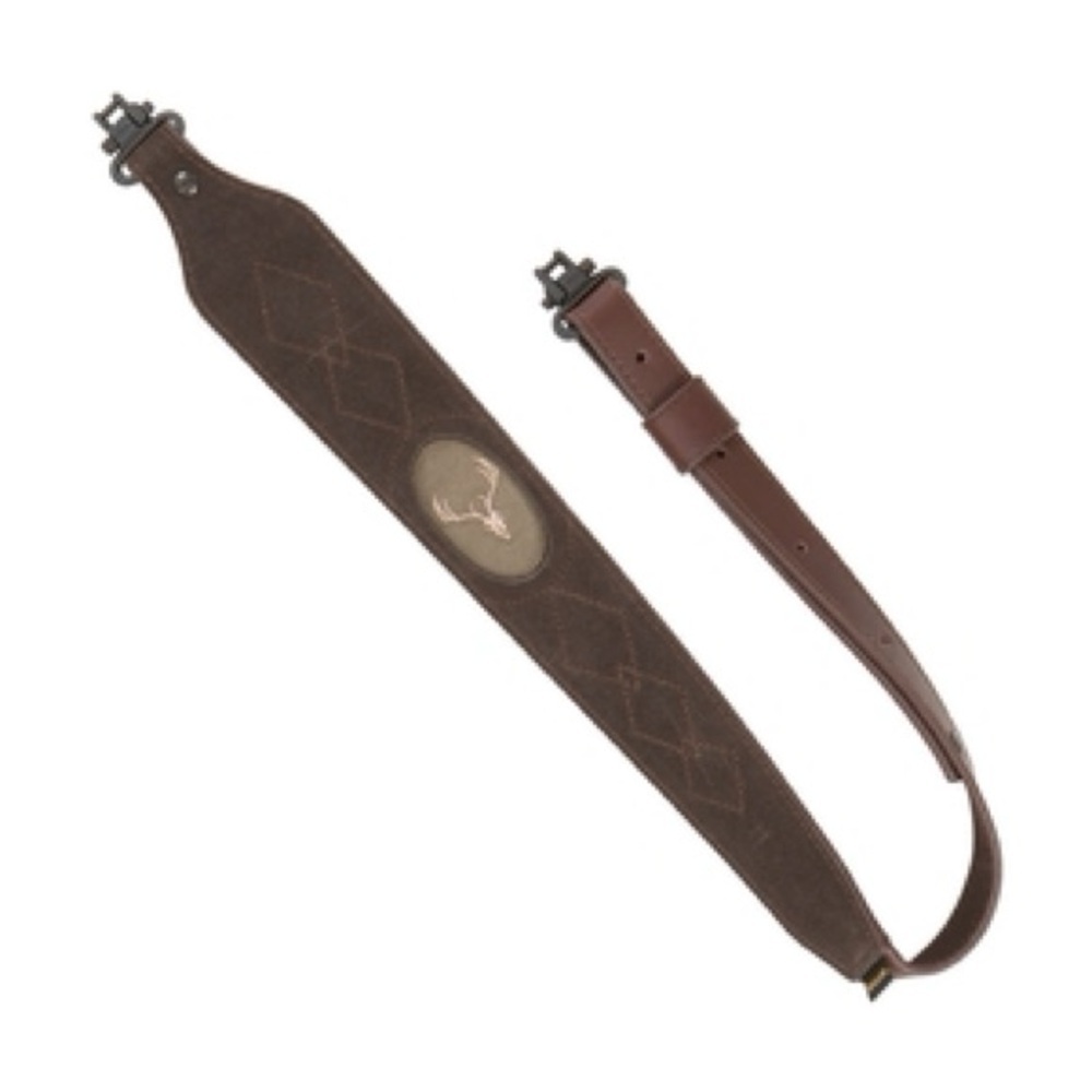 Allen Big Game Suede Deer Head Rifle Sling With QD Swivels - Brown Leather